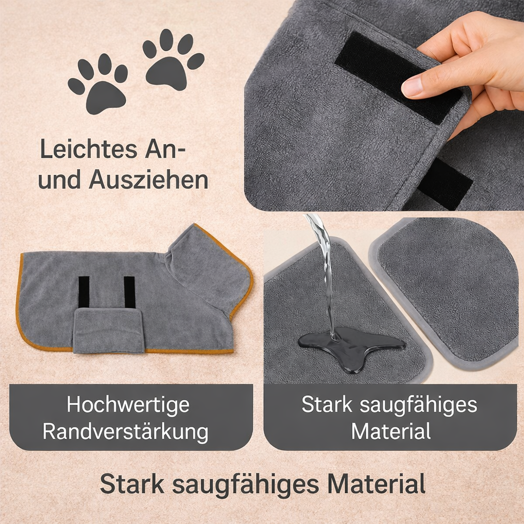 Schnelltrocknender Hundemantel – Warm & bequem nach dem Spaziergang | Herzpfoten