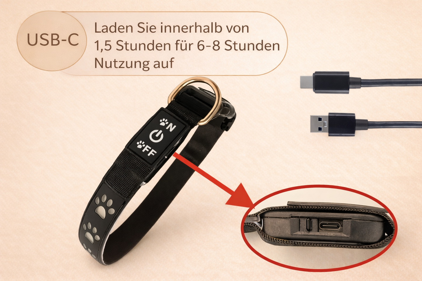 LED-Halsband für Hunde – Sichtbar & sicher | Herzpfoten