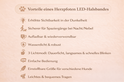LED-Halsband für Hunde – Sichtbar & sicher | Herzpfoten