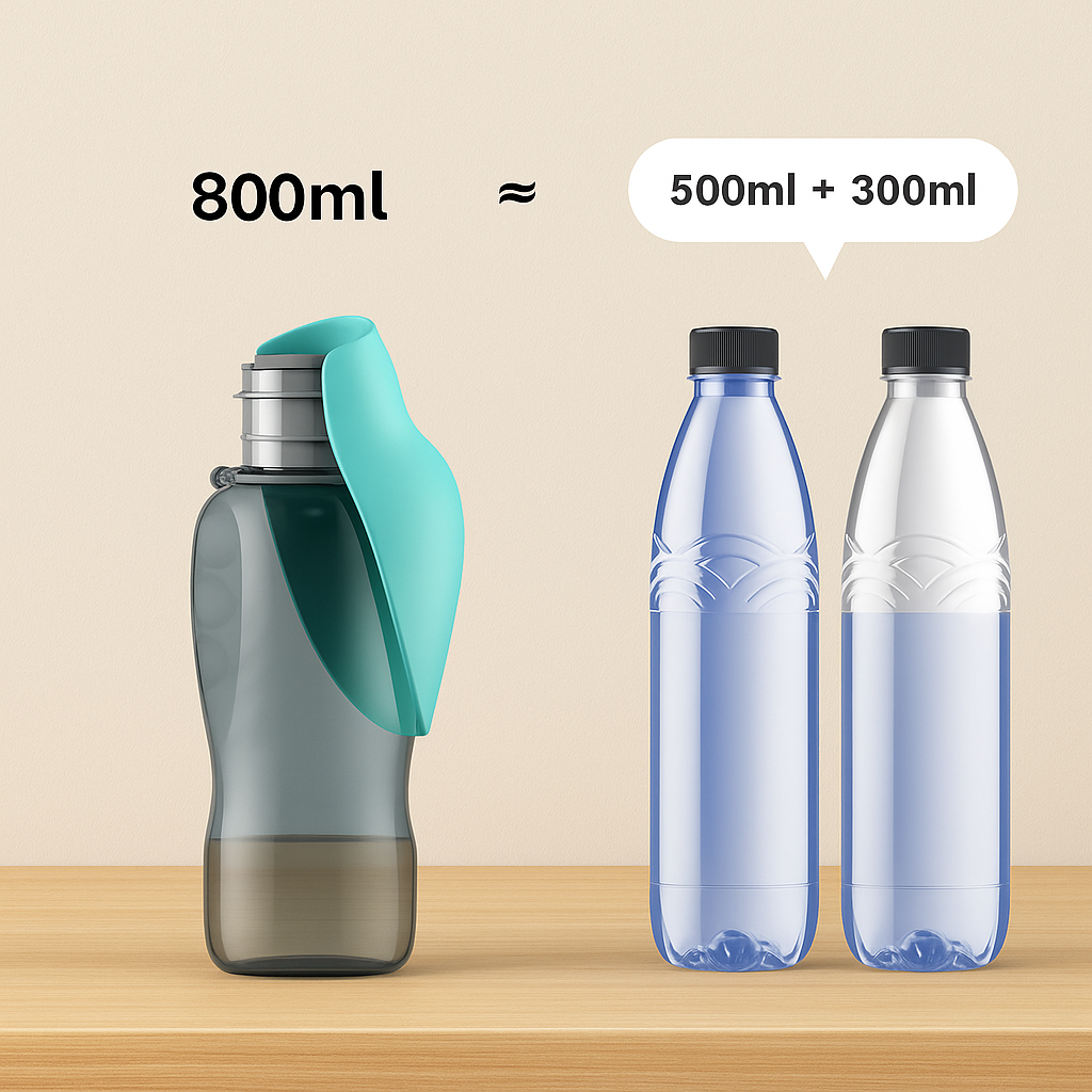 Trinkflasche mit Klapp-Napf 800ml
